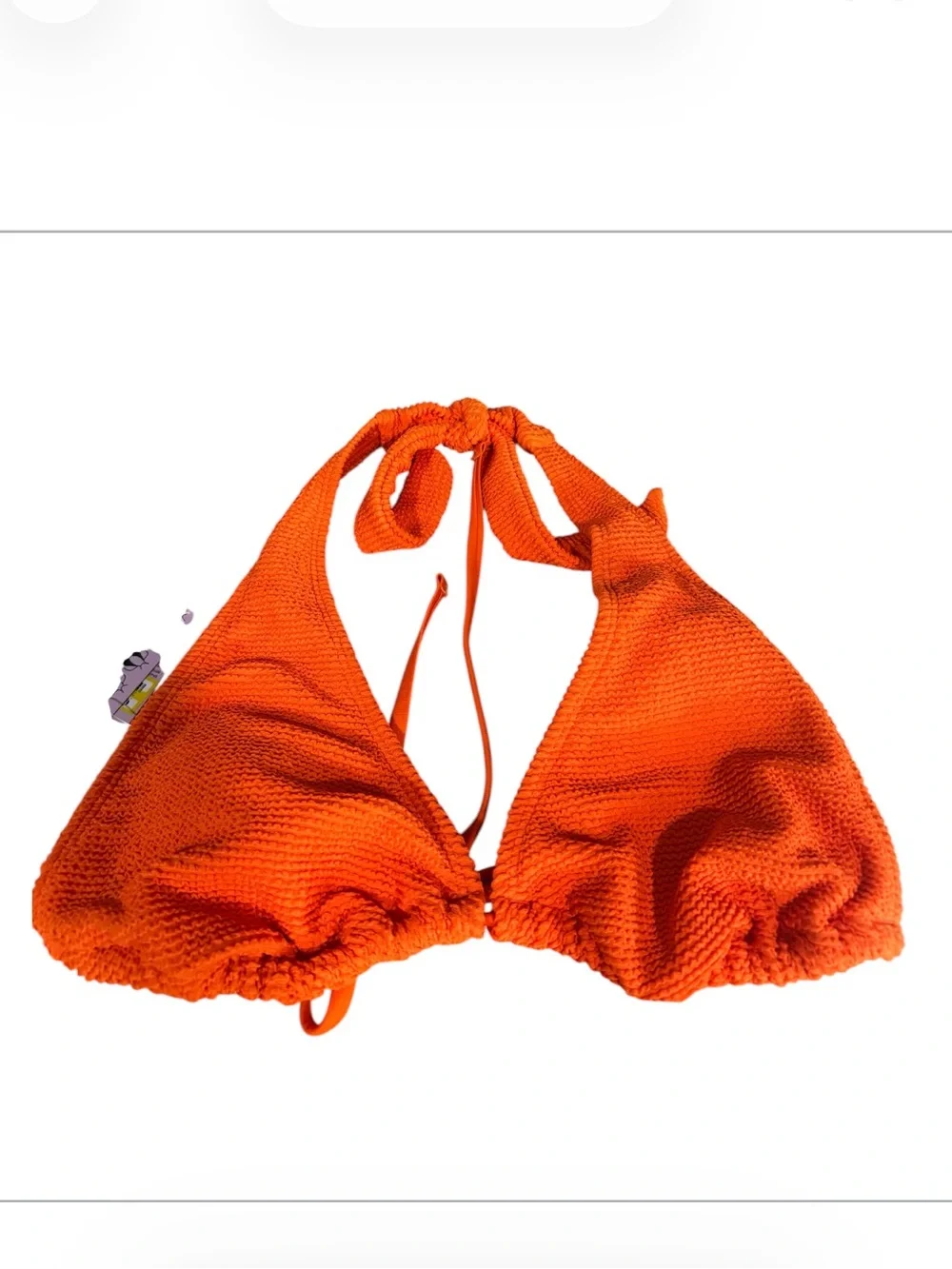 WILD FABLE Textured Orange Triangle Bikini HALTER Top Size medium